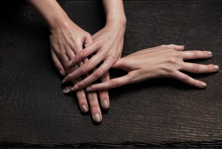 Primer plano de una mano apoyada en un suelo de madera fría durante un entrenamiento